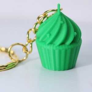 Cute CupCake KeyChain with golden hardware New!